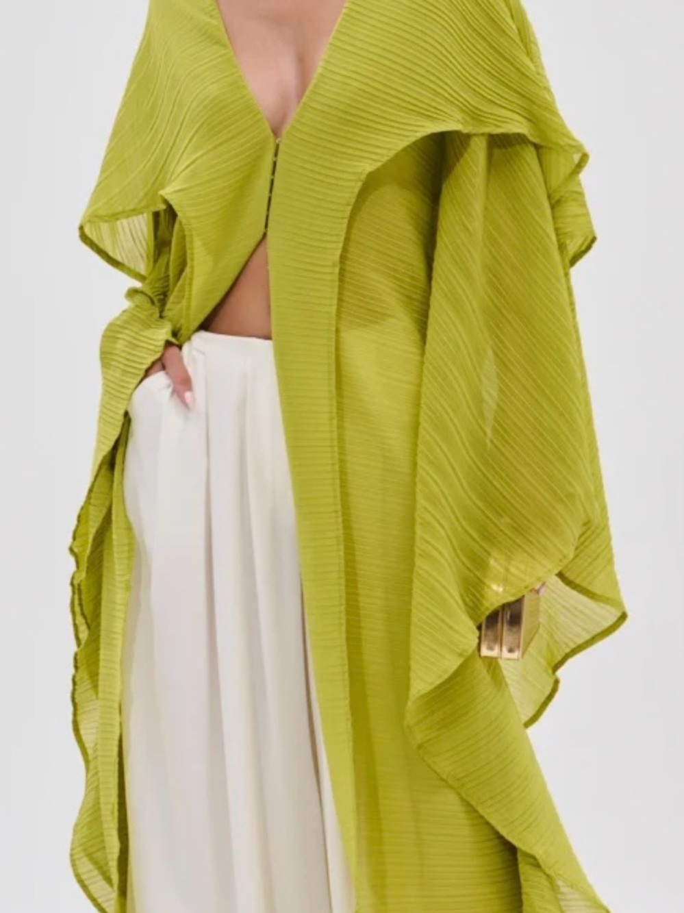 AKIRA Lime Green Pleated Tunic Top